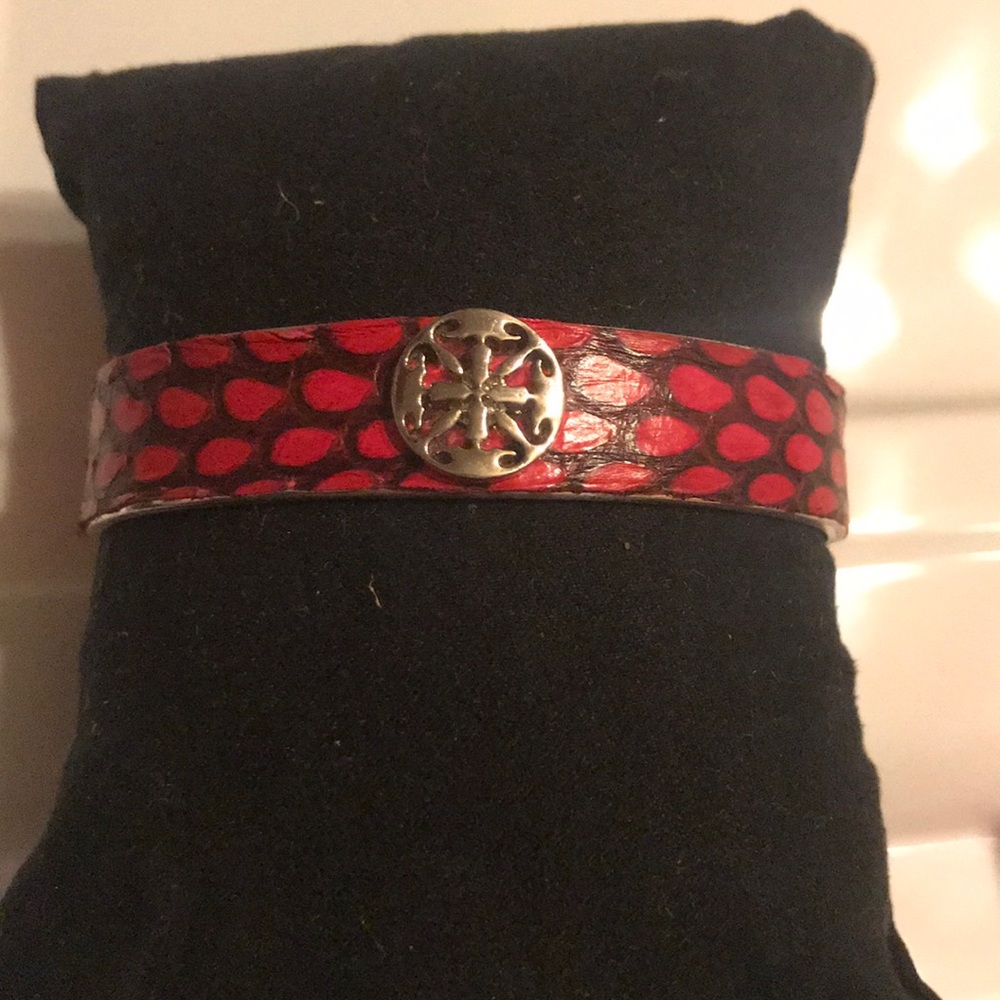 Pink and black snakeskin bracelet